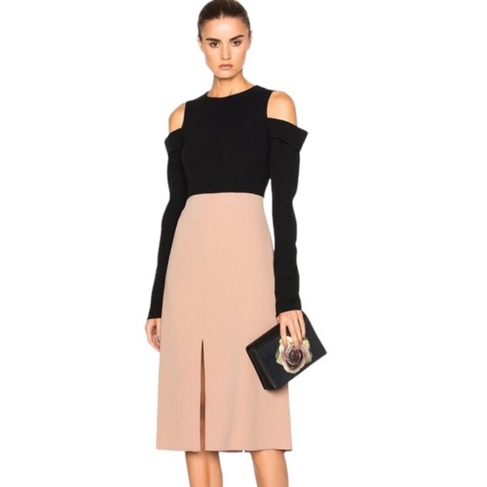 Tibi cutout shoulder long sleeve midi dress
